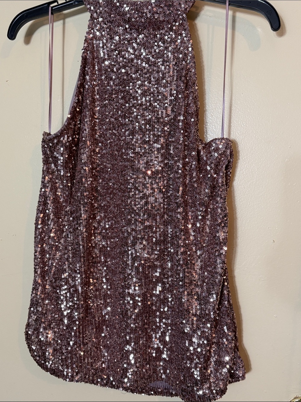 Cable & Gauge Rose Gold Sequin Halter Top